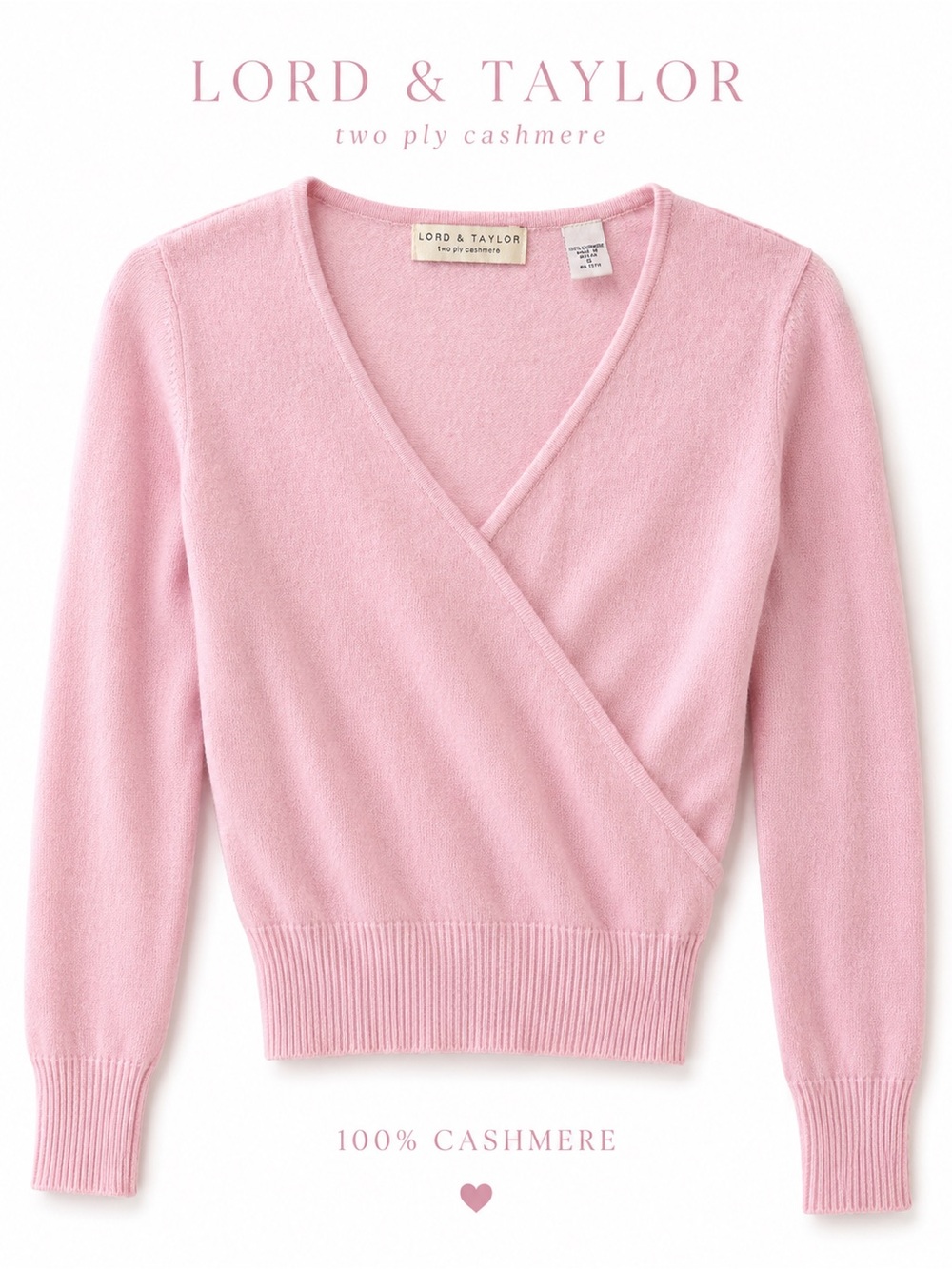 Lord & Taylor 100% Cashmere Wrap Sweater 💕🌸 size Small
